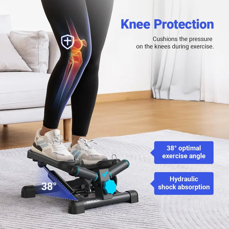 Mini Stepper for Home Workout – Adjustable Resistance Stair Stepper with Resistance Bands