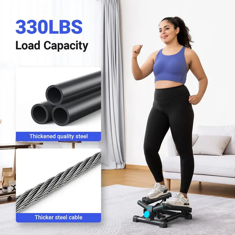 Mini Stepper for Home Workout – Adjustable Resistance Stair Stepper with Resistance Bands