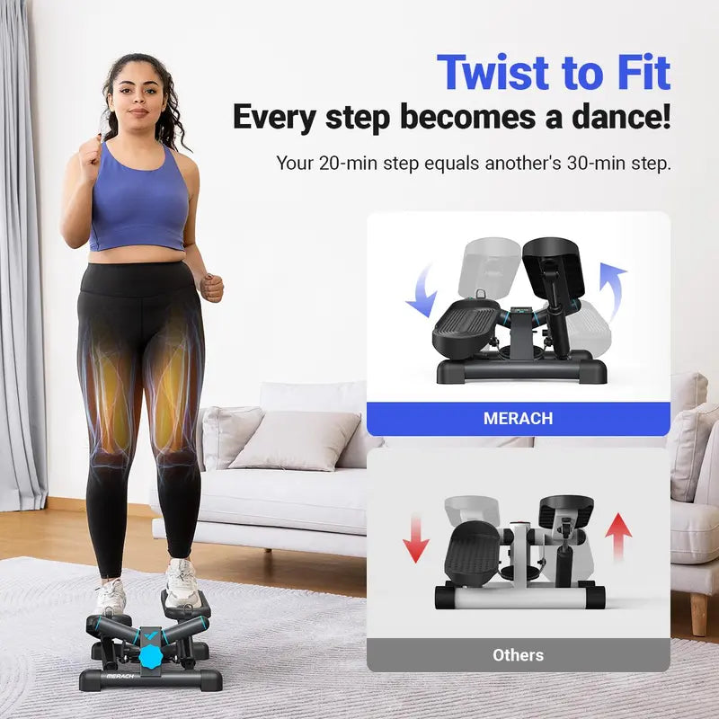 Mini Stepper for Home Workout – Adjustable Resistance Stair Stepper with Resistance Bands